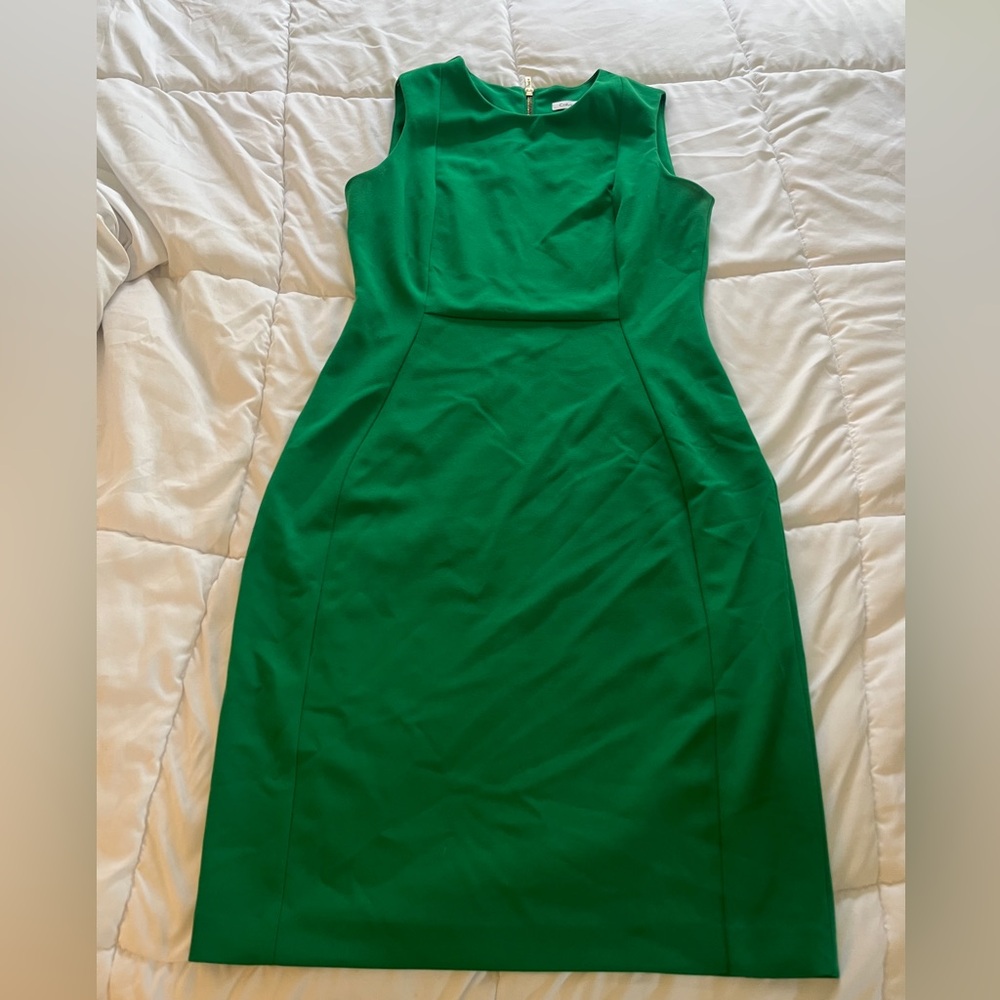 Calvin Klein Kelly Green sleeveless Fitted Midi Dress